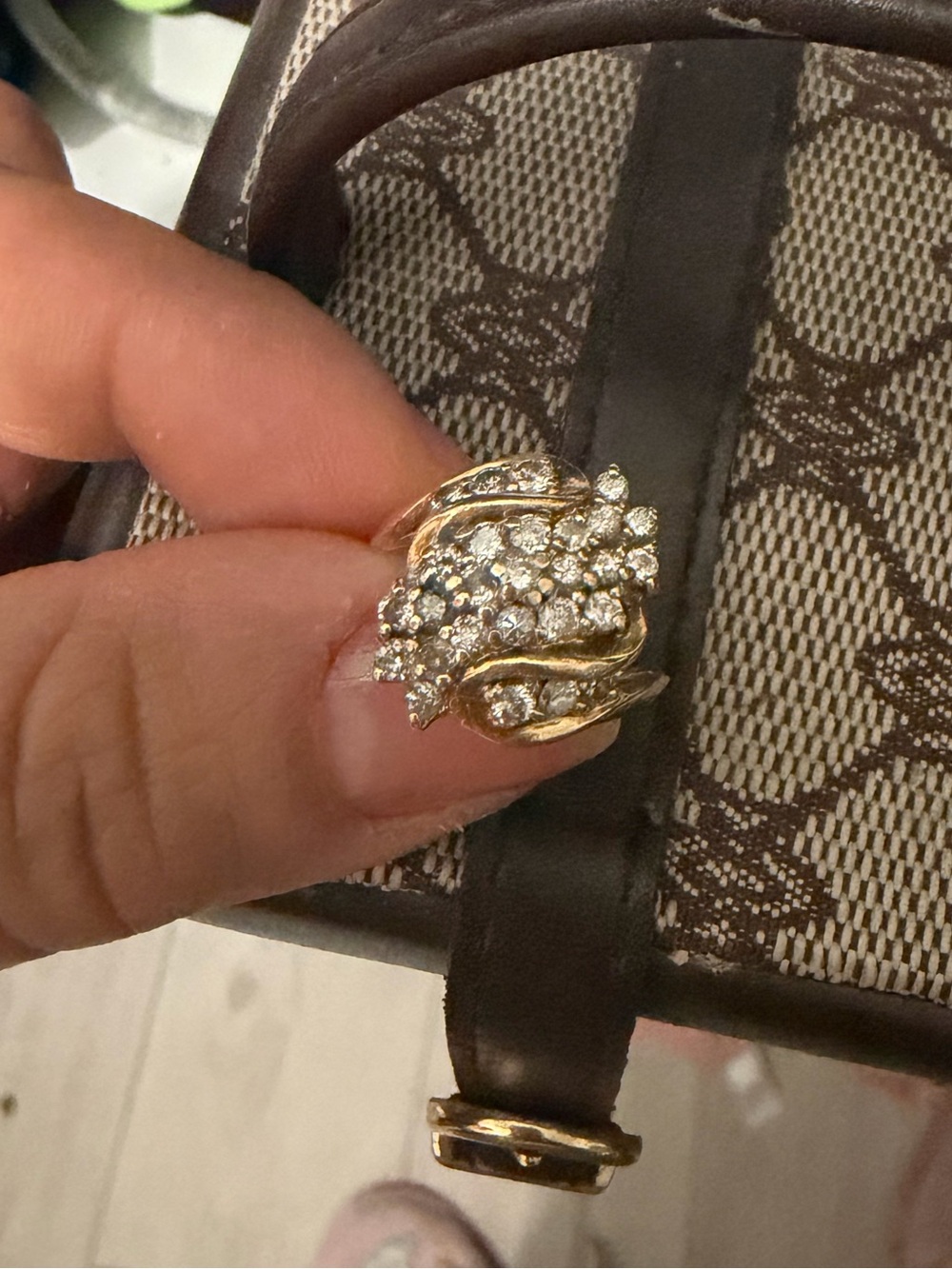 14k Gold vintage Crystal Cluster Women's Ring